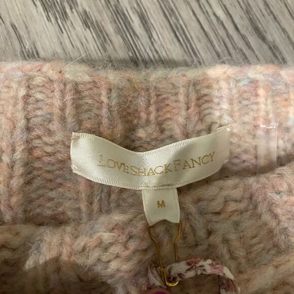 LoveShackFancy Pink Kingston Alpaca Wool Sweater NWT Size M - Picture 6 of 12